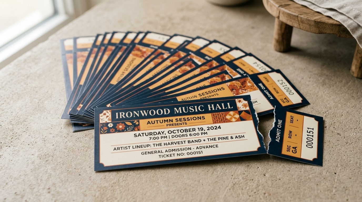 Event tickets: numbering, perforation, and keeping the gate honest