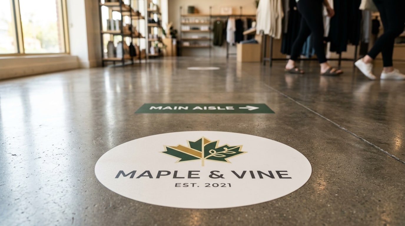 Floor graphics: anti-slip laminate, adhesive, and surface prep